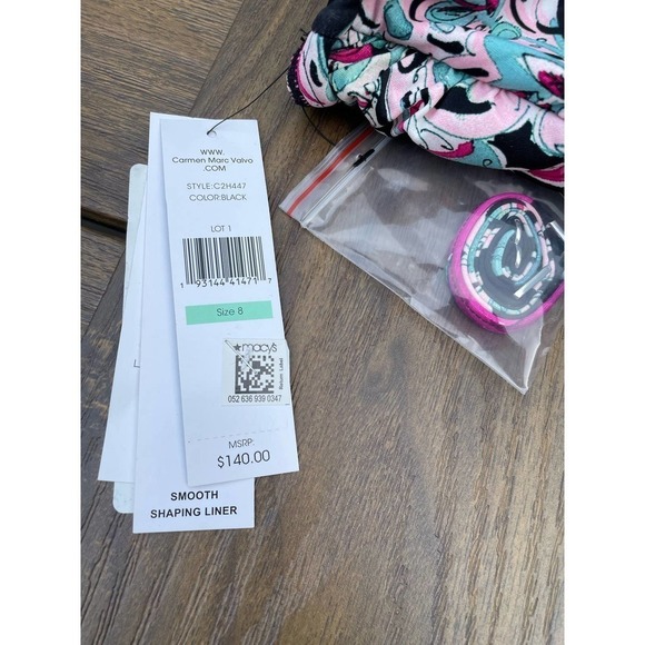 Carmen Marc Valvo: One Piece Botanico Rosa Knot Front Bandeau Size 8 - Picture 12 of 14